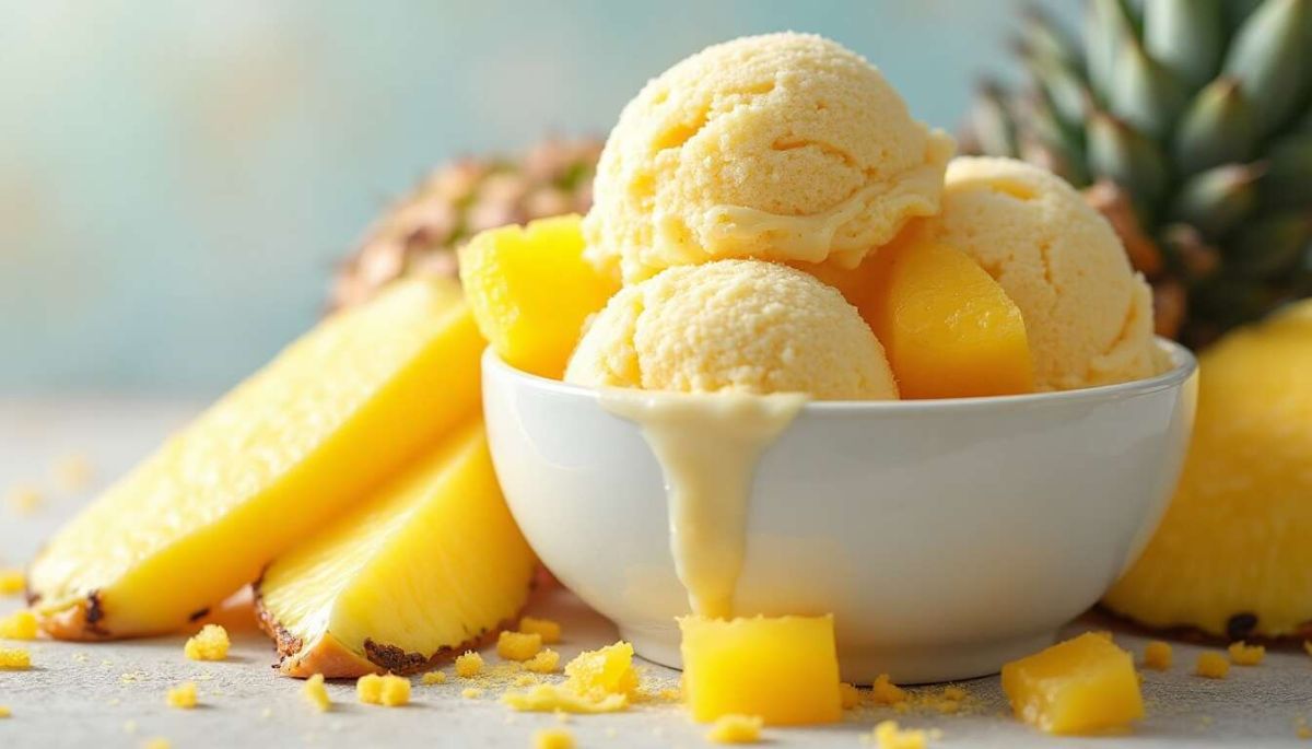 Crème glacée exotique à l'ananas et à la mangue : un délice léger et rafraîchissant