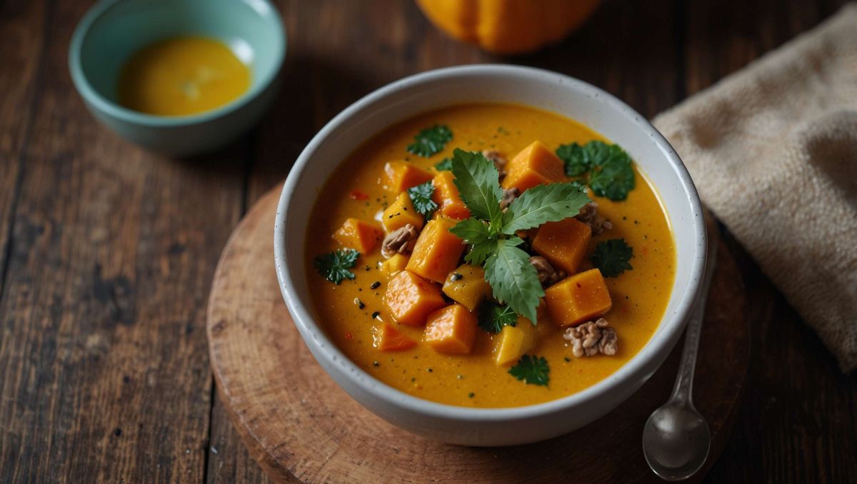 Découvrez la recette réconfortante de la soupe butternut au curry et crème de coco
