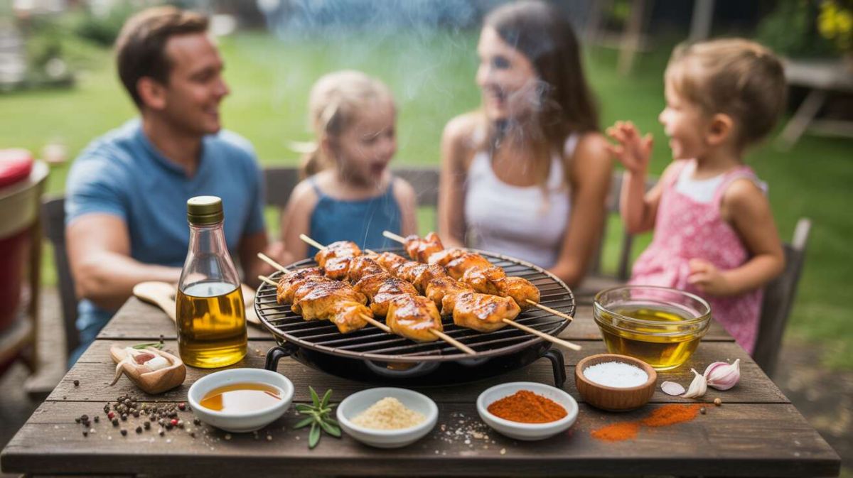Des brochettes de poulet marinées pour un barbecue réussi en famille