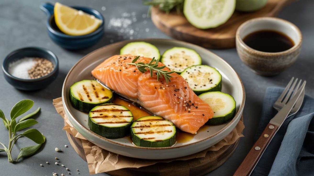 Saumon grillé au sésame et courgettes : une touche de fraîcheur dans l'assiette