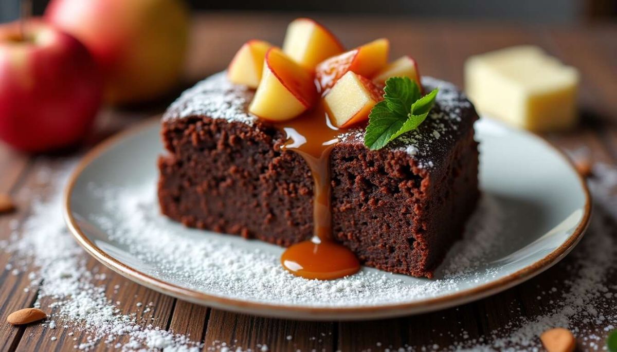 Un gâteau au chocolat et compote de pomme à craquer