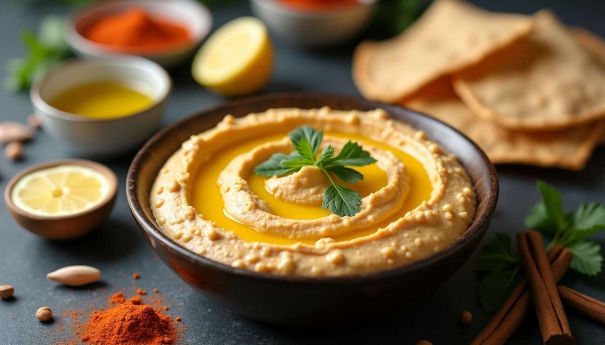Redécouvrez le houmous de Noël avec des chips de sarrasin